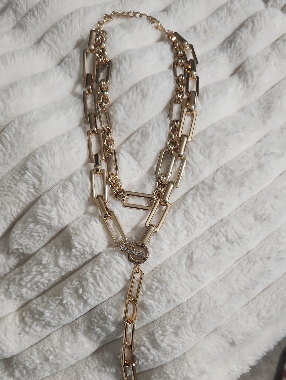 INC International Concepts Gold-Tone Layered Link Necklace with Toggle Accent